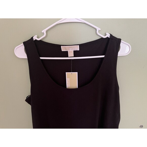 Michael Kors Black Sporty Logo Midi Cotton Sleeveless Sundress Dress Size P/XL - Picture 2 of 6